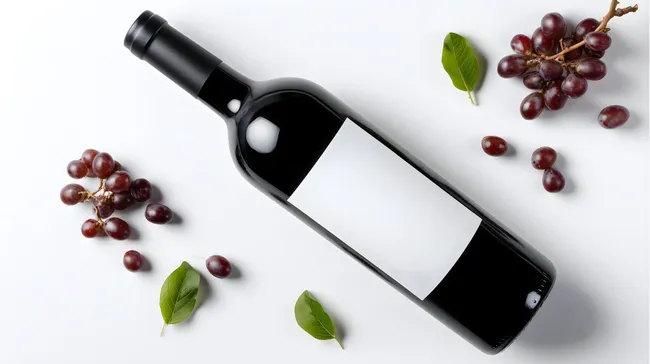 Rotwein mit Trauben auf weißem Hintergrund