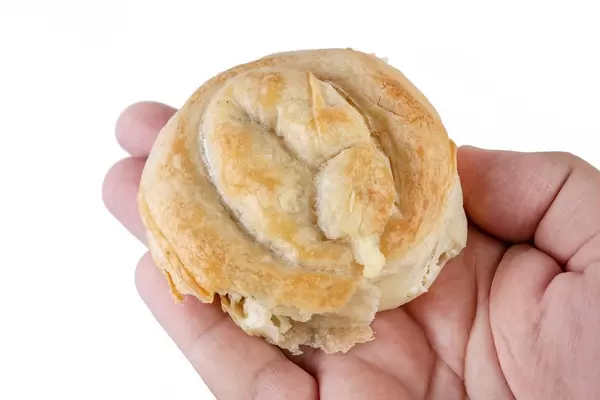 Round Burek Pie with Meat in the hand (Flip 2019)