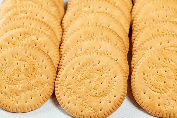 Round shaped cookies close up