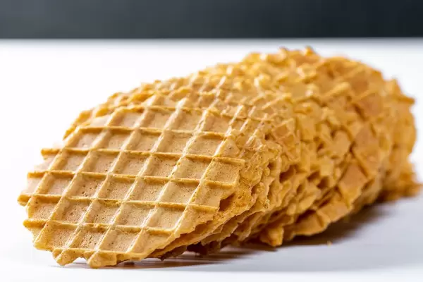 Round waffles without stuffing closeup