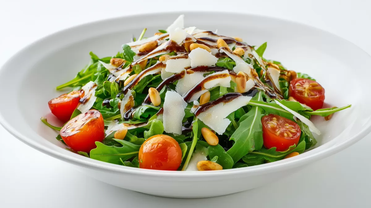 Rucolasalat mit Parmesan und Pinienkernen