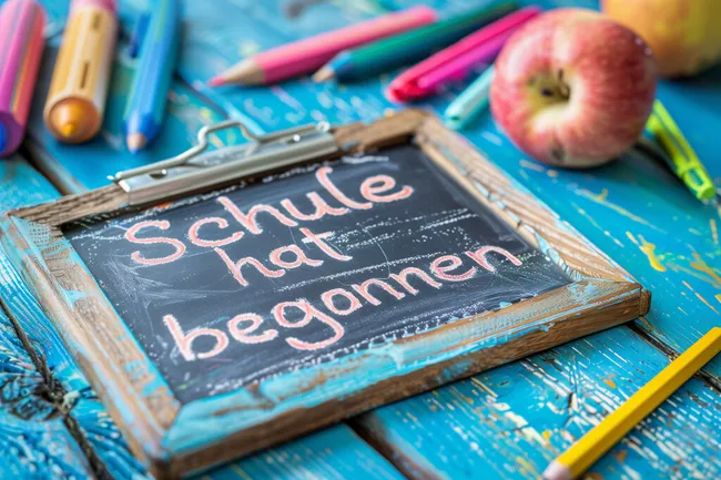 Rückkehr zur Schule: Kreatives Arrangement mit Schulzubehör