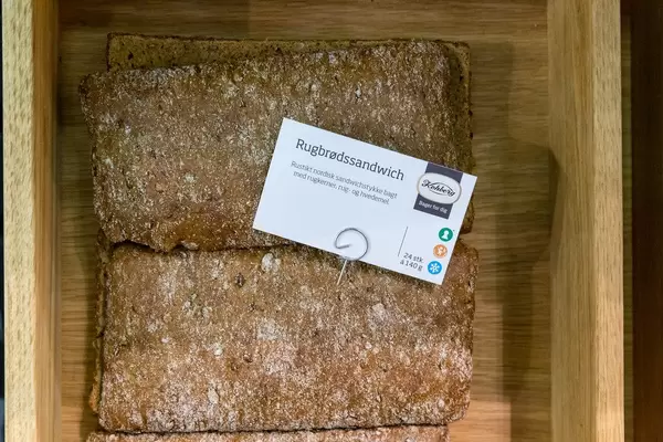 Rugbrød: rustic rye bread typical of the Nordic countries, top view