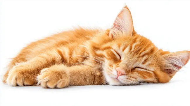 Ruhig schlafende Katze in leuchtendem Rot