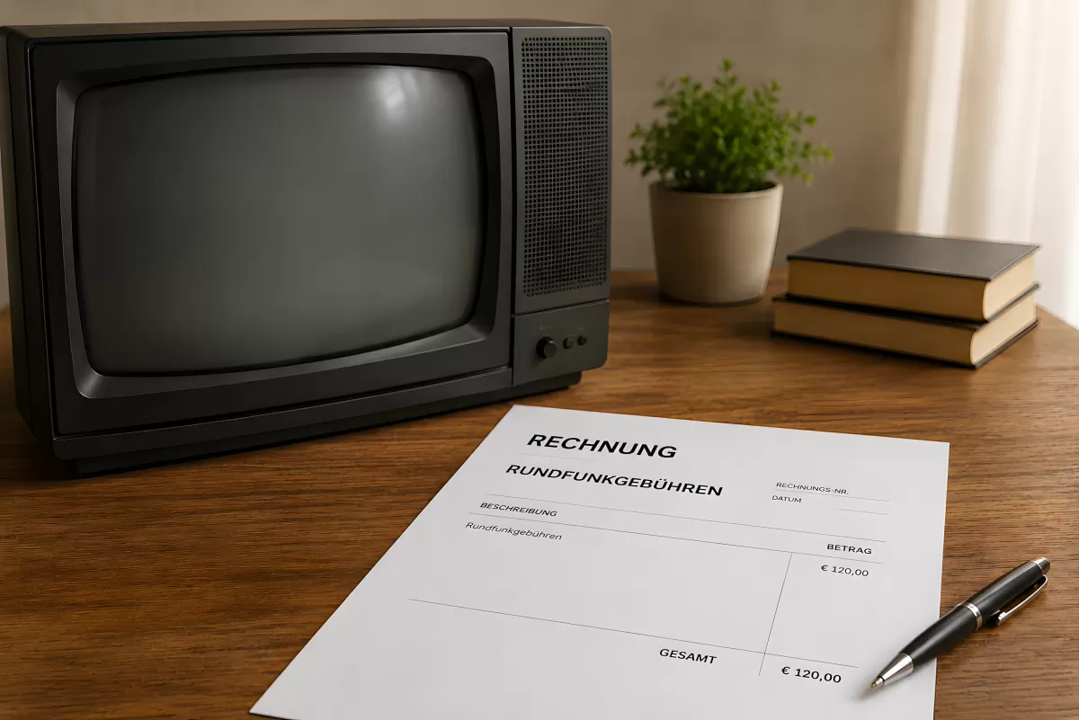 Rundfunkgebühren-Rechnung liegt vor altem Röhrenfernseher