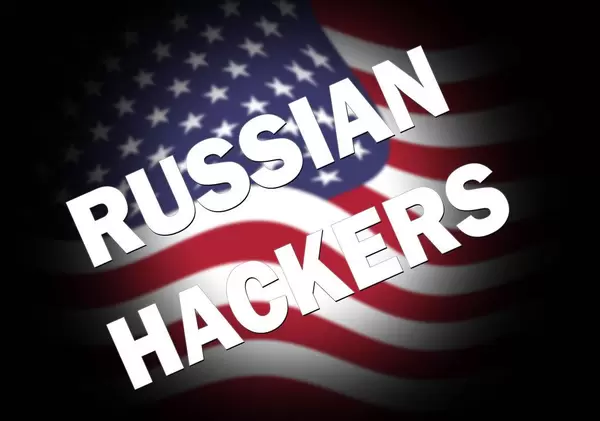 Russian hackers text over USA flag