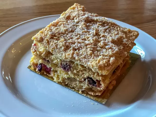 Russian Napoleon Cake at a restaurant in Saint Petersburg