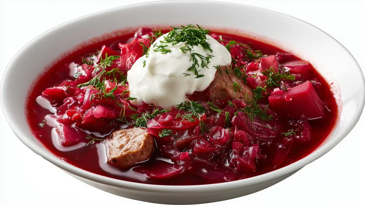 Russischer Borschtsch mit Sauerrahm