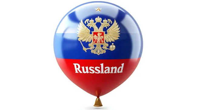 Russisches Staatswappen auf Ballonhintergrund