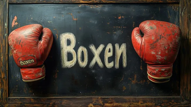 Rustikale Box-Ausrüstung mit Aufschrift