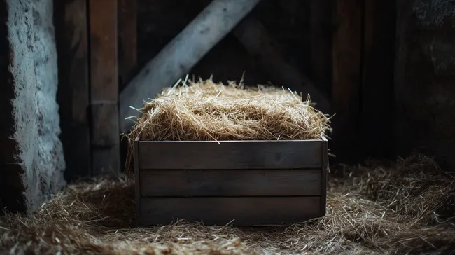 Rustikale Heukiste in Scheune