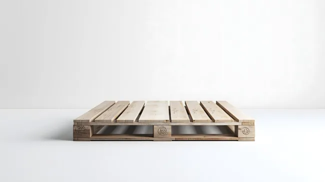 Rustikale Holzpalette vor einfachem Hintergrund