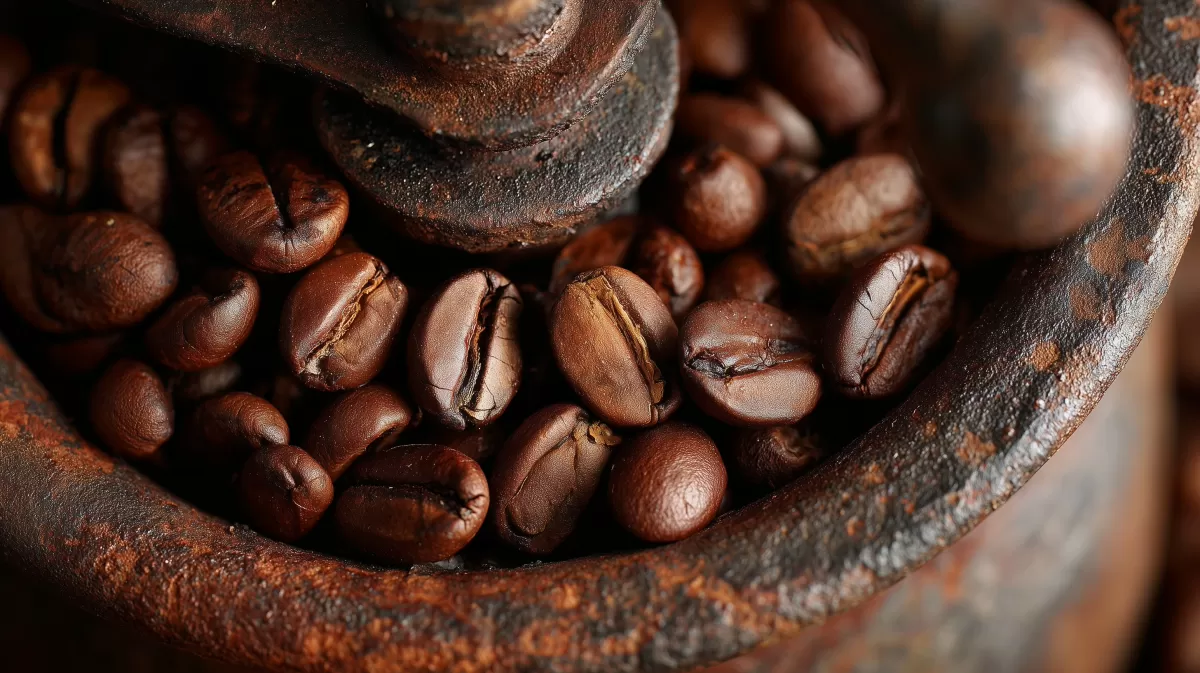 Rustikale Kaffeeröstung in Nahaufnahme