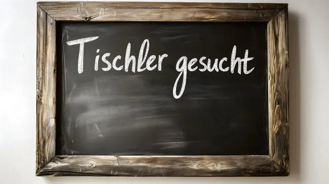 Rustikale Kreidetafel für Tischler-Stellenanzeige