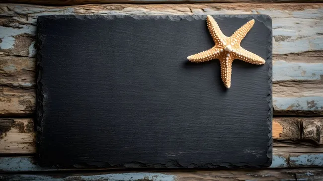 Rustikale Schieferplatte mit goldenem Seestern
