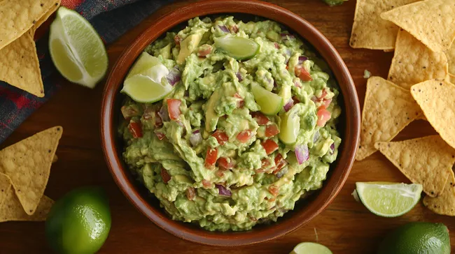 Rustikale Schüssel mit leckerem Avocado-Dip