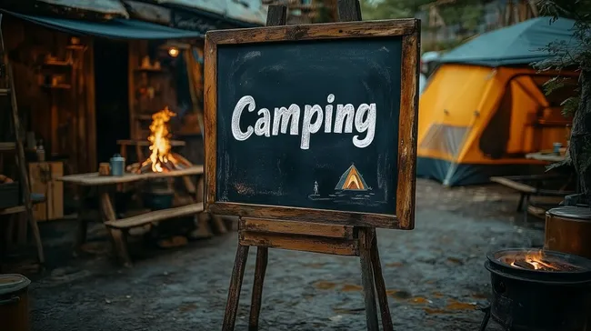 Rustikaler Camping-Platz mit Lagerfeuer