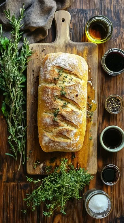 Rustikales Bauernbrot mit frischen Kräutern