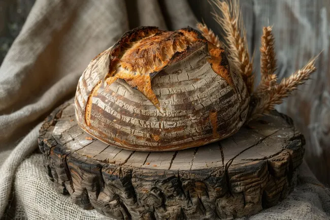 Rustikales Brotlaib auf Holzstumpf