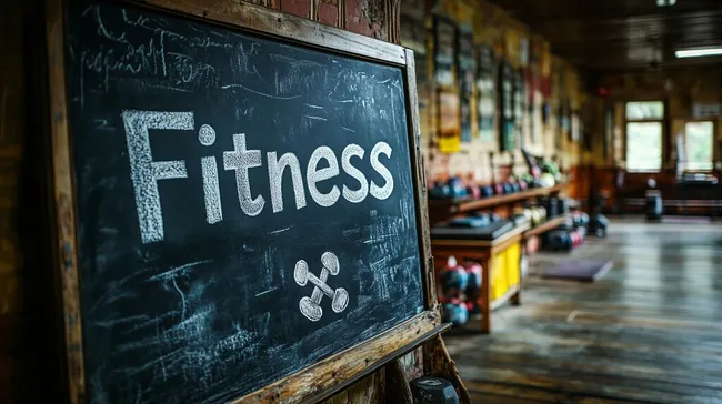 Rustikales Fitnessstudio mit Motivations-Tafel