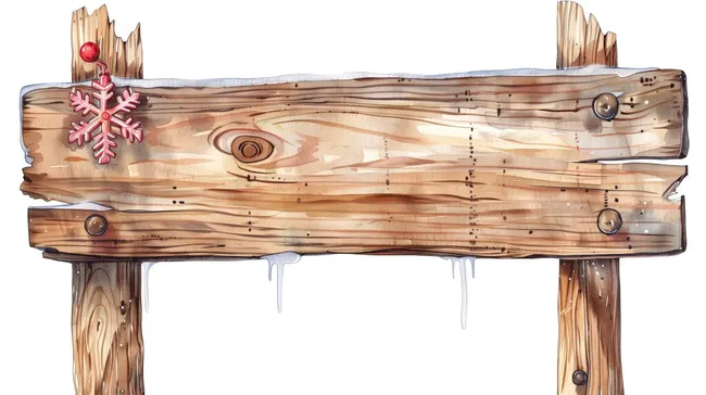 Rustikales Holzschild mit Weihnachtsmotiv