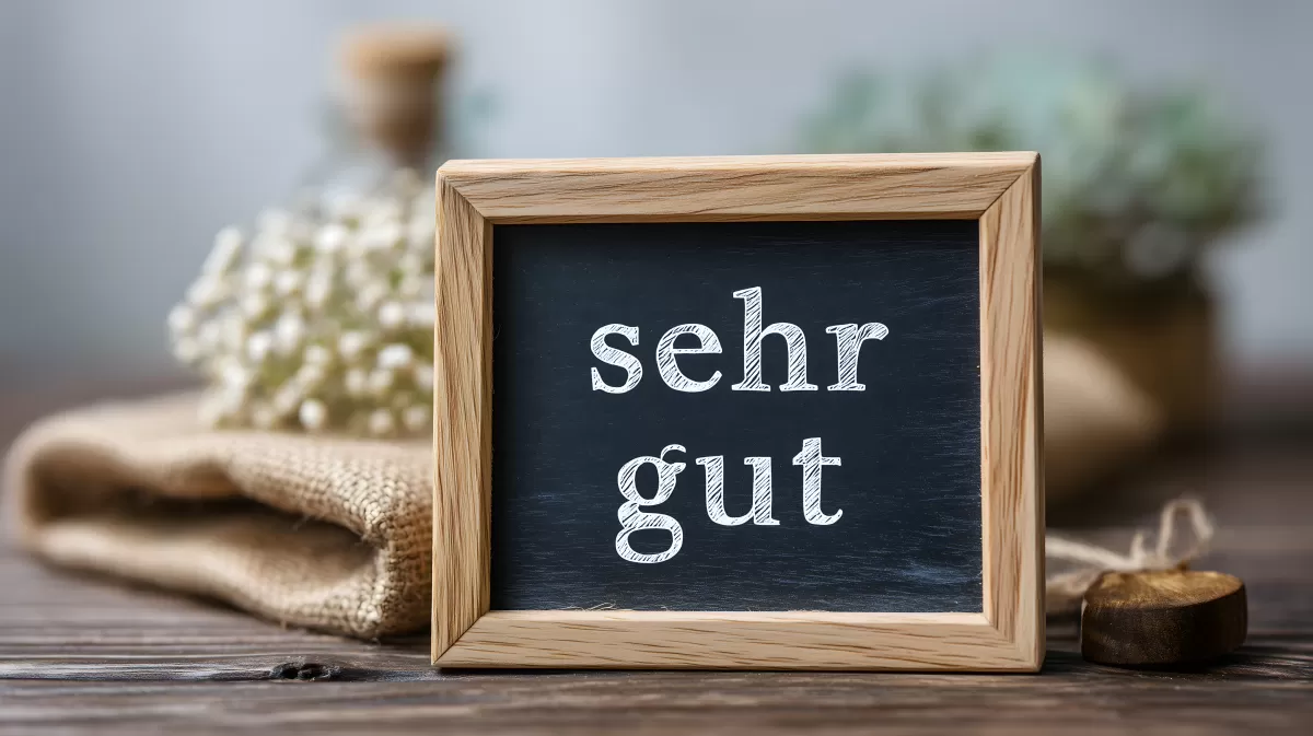 Rustikales Schild mit Aufschrift 'sehr gut'