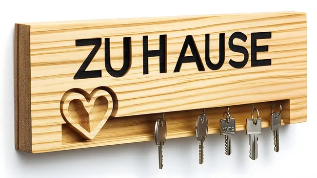 Rustikales Schlüsselbrett mit Herz-Motiv