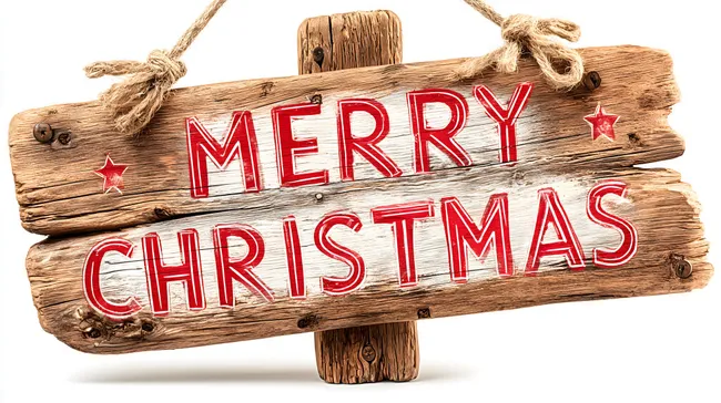 Rustikales Weihnachtsschild mit Sternmotiven