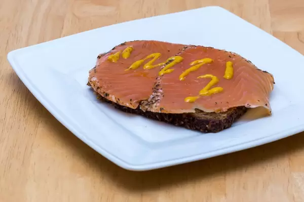Rye Bread with Salmon and Mustard