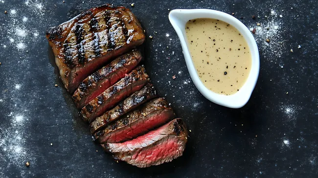 Saftig gegrilltes Steak mit Pfeffersoße