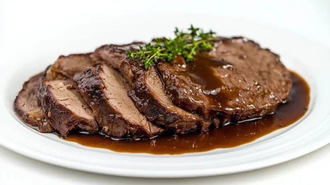 Saftig geschmorter Rinderbraten mit kräftiger Sauce