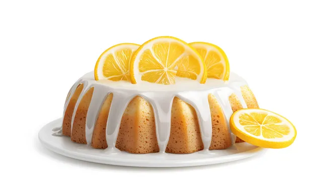 Saftig-süßer Zitronenkuchen mit Glasur und frischen Zitronenscheiben