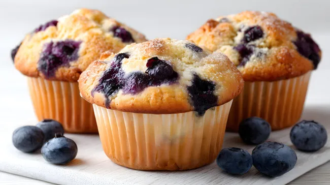 Saftige Blaubeer-Muffins in Nahaufnahme