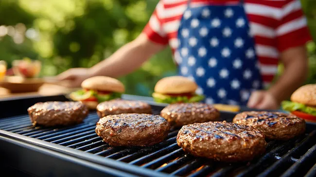 Saftige Burger beim amerikanischen Grillfest