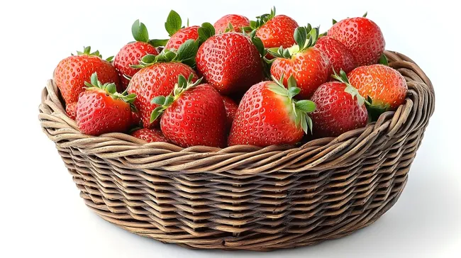 Saftige Erdbeeren in rustikalem Korb