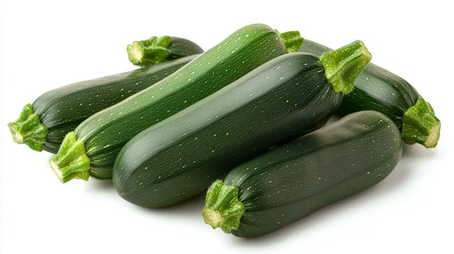 Saftige, frische Zucchini auf weißem Hintergrund