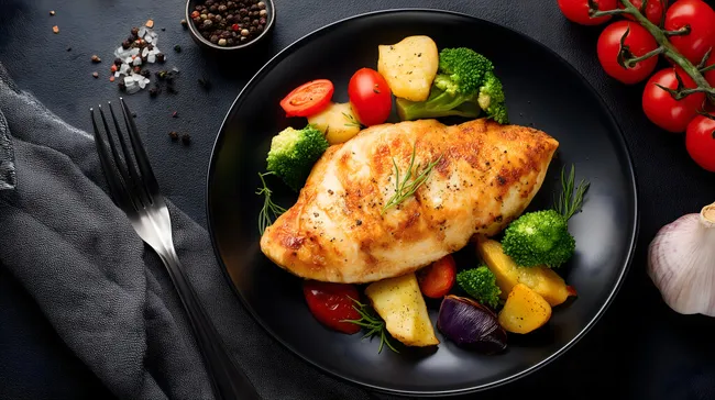 Saftige Hähnchenbrust mit knackigem Gemüse