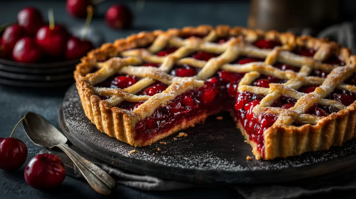 Saftige Kirschkuchen-Kreation mit Gitterstruktur