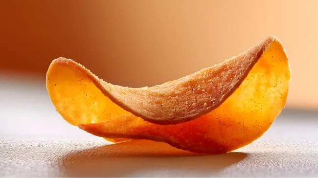 Saftige, knusprige Süßkartoffelchips im Scheinwerferlicht