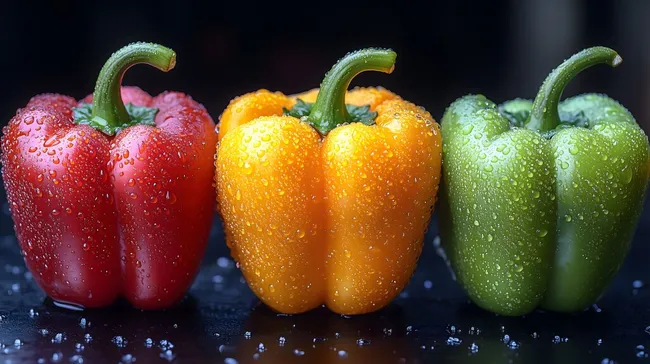 Saftige Paprika in leuchttenden Farben
