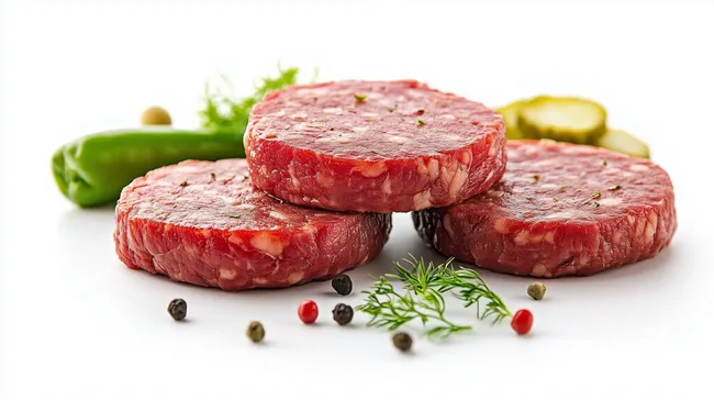 Saftige Rindfleisch-Burger auf weißem Hintergrund