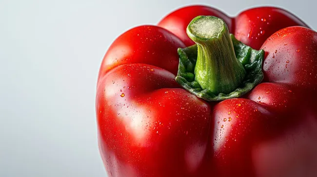 Saftige, rote Paprika mit Wassertropfen