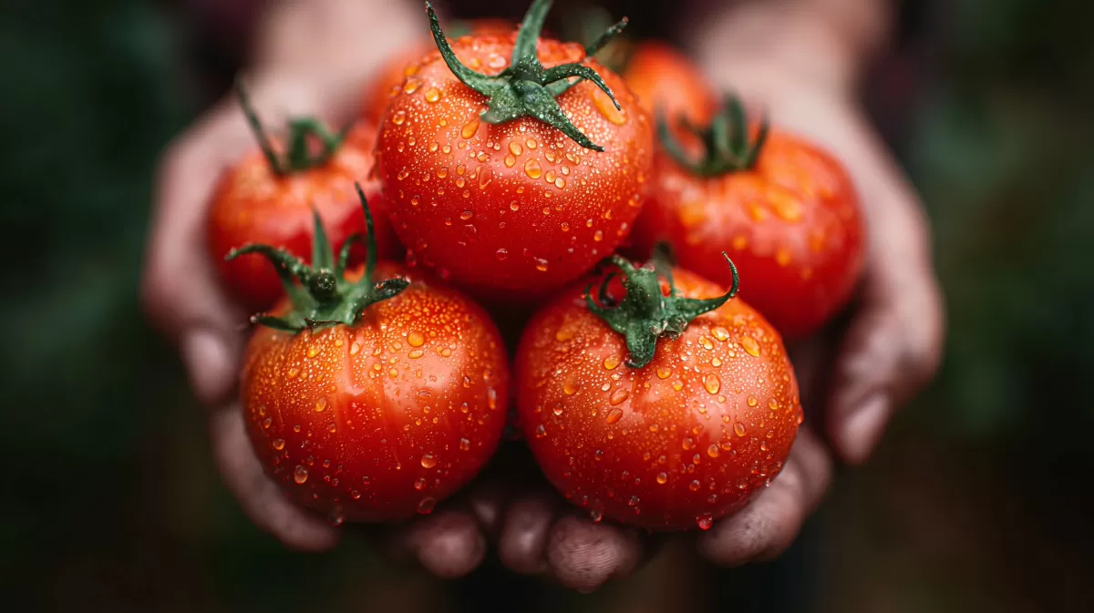 Saftige rote Tomaten in Nahaufnahme