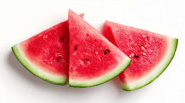 Saftige Scheiben der roten Wassermelone auf weißem Hintergrund