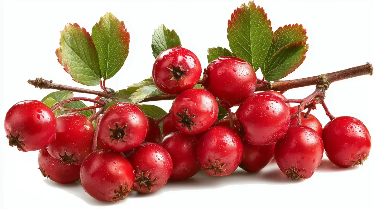 Saftige Vogelbeeren am Zweig mit grünen Blättern