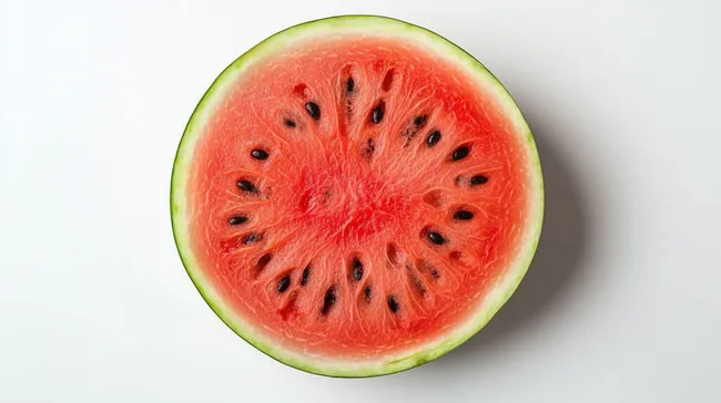 Saftige Wassermelonenhälfte auf weißem Hintergrund