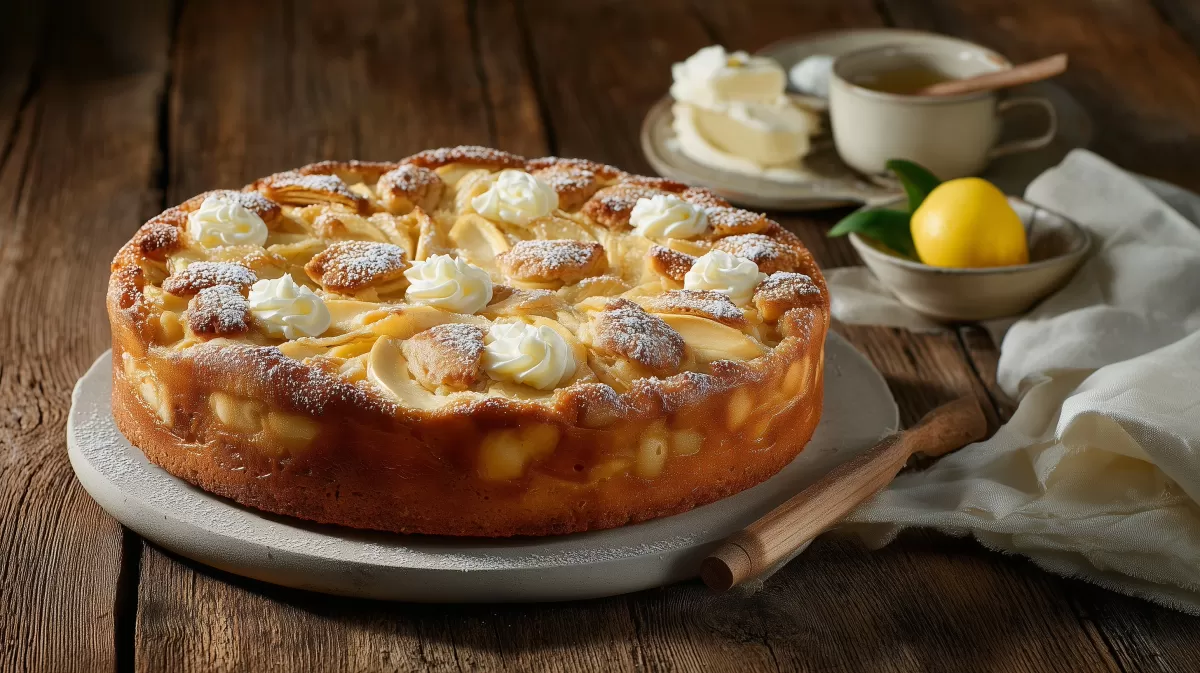 Saftiger Apfel-Blechkuchen mit Calvados-Gelee