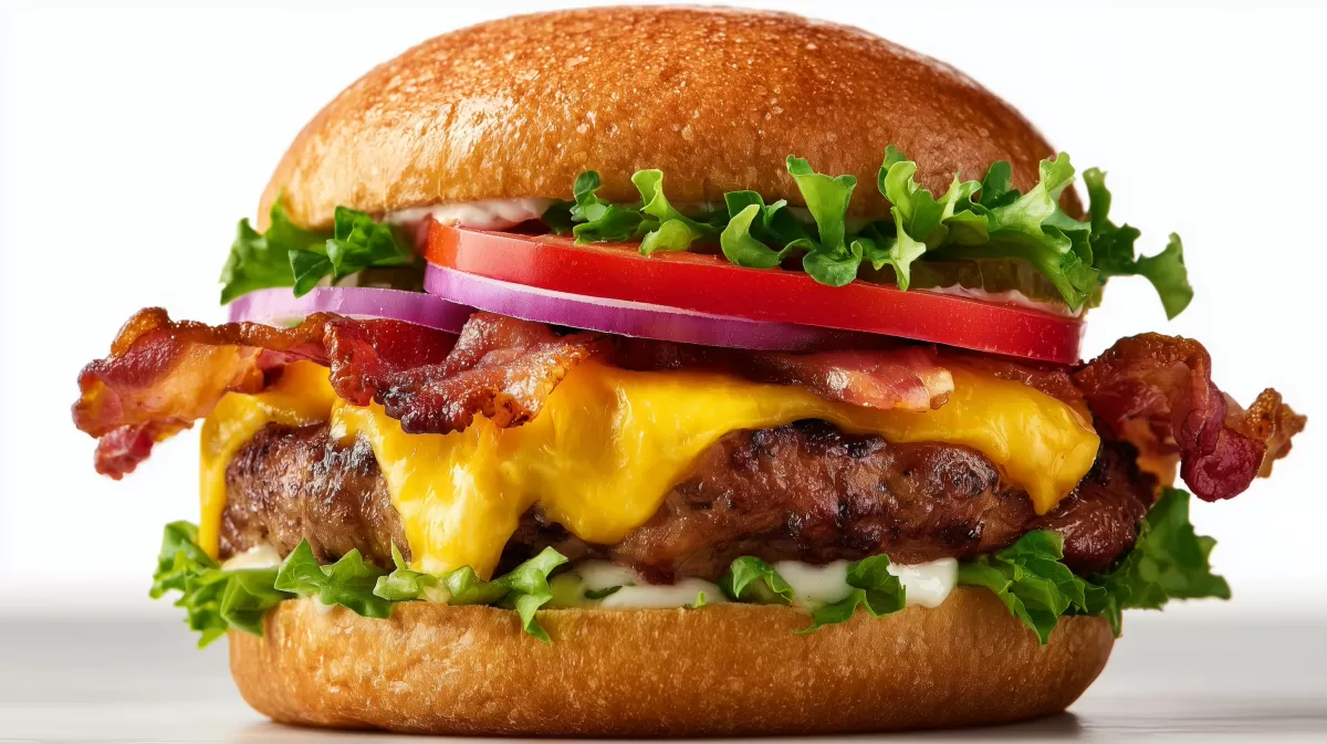 Saftiger Bacon Cheeseburger mit schmelzendem Käse
