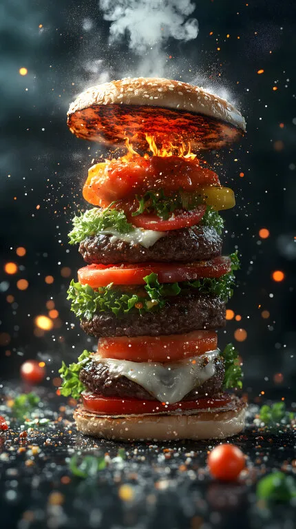 Saftiger Burger mit schmelzendem Käse und knusprigen Zutaten