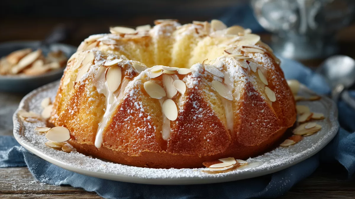 Saftiger Mandelkuchen mit Amaretto im Gugelhupf